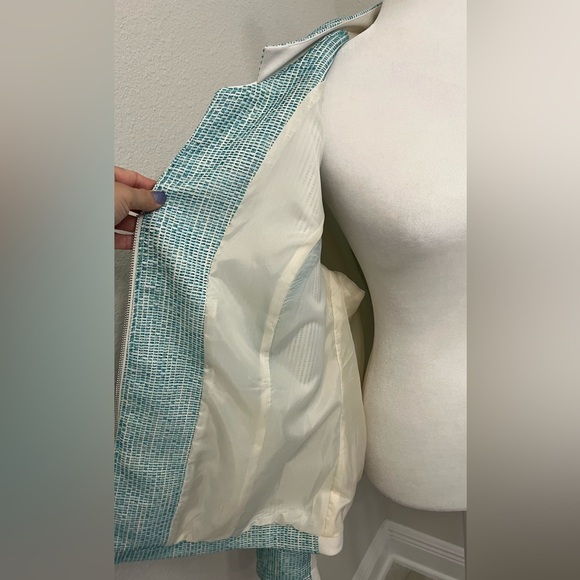 Lane Bryant Light Blue Textured Blazer with Silver Zipper, Size 28 NWT - Picture 8 of 10